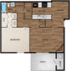 One Bedroom 750 square feet Our 750 square foot one bedroom floor plan